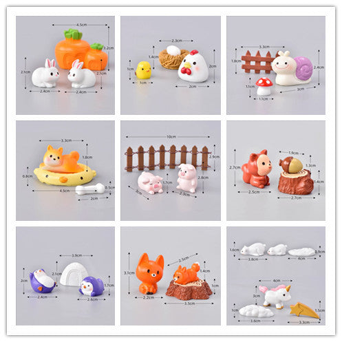 Set Eco Bottle Accessories Succulent Mini Cute Animal Three-piece Ornament