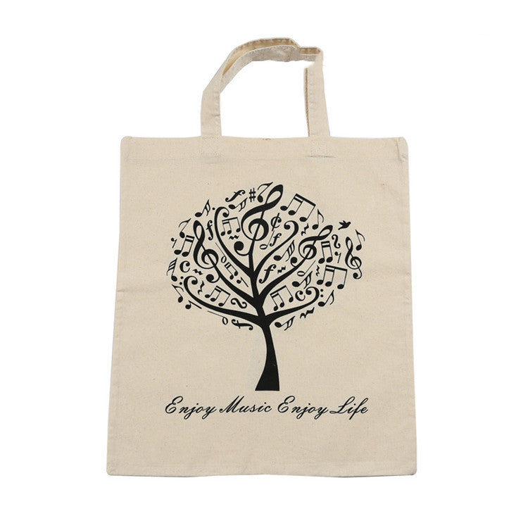 Piano Musical Note Tree Bear Movement Cotton Handy Eco Sheet Music Bag
