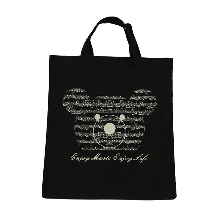 Piano Musical Note Tree Bear Movement Cotton Handy Eco Sheet Music Bag