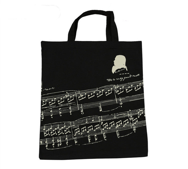 Piano Musical Note Tree Bear Movement Cotton Handy Eco Sheet Music Bag