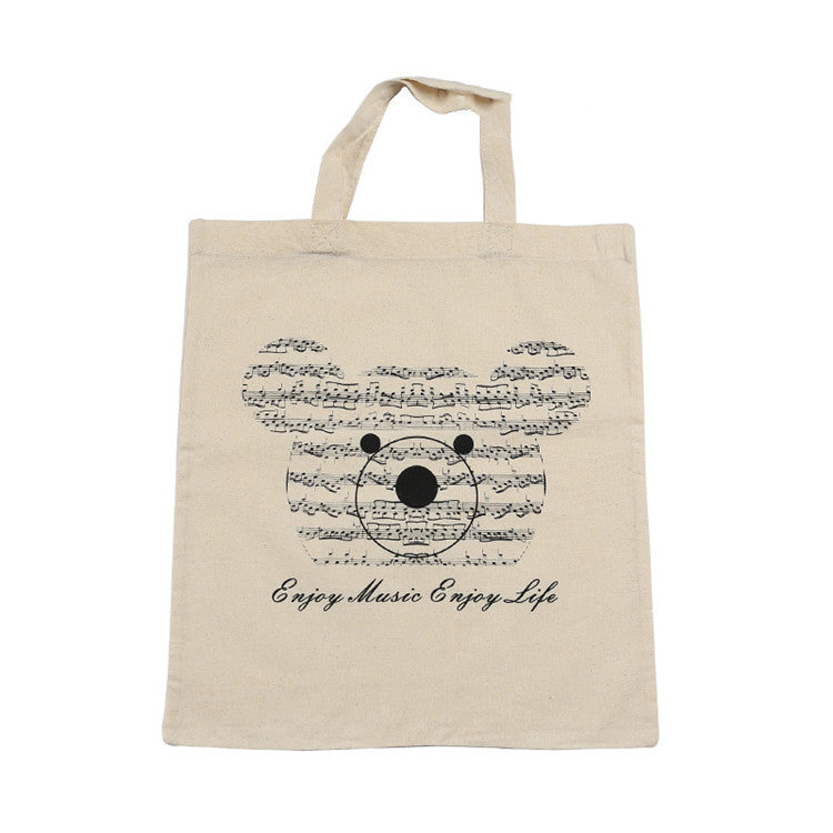 Piano Musical Note Tree Bear Movement Cotton Handy Eco Sheet Music Bag