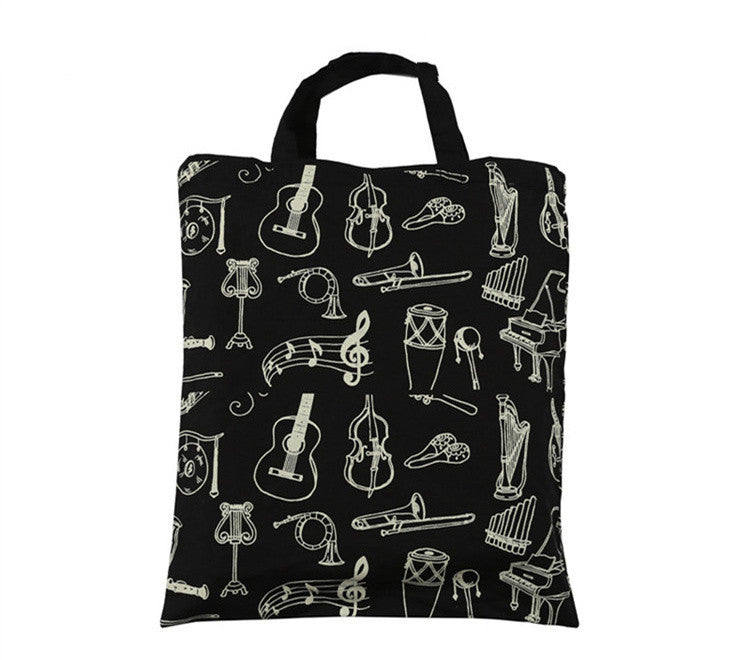 Piano Musical Note Tree Bear Movement Cotton Handy Eco Sheet Music Bag