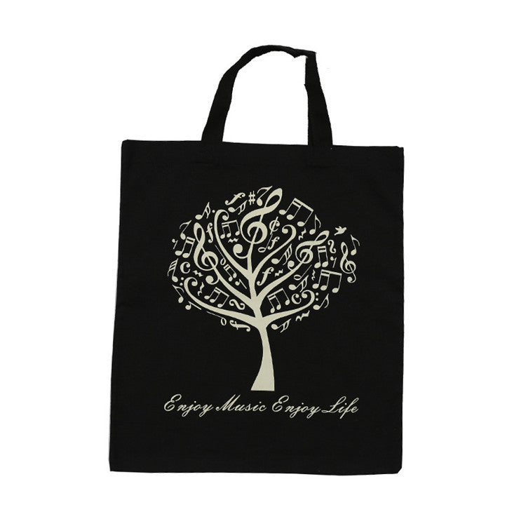 Piano Musical Note Tree Bear Movement Cotton Handy Eco Sheet Music Bag